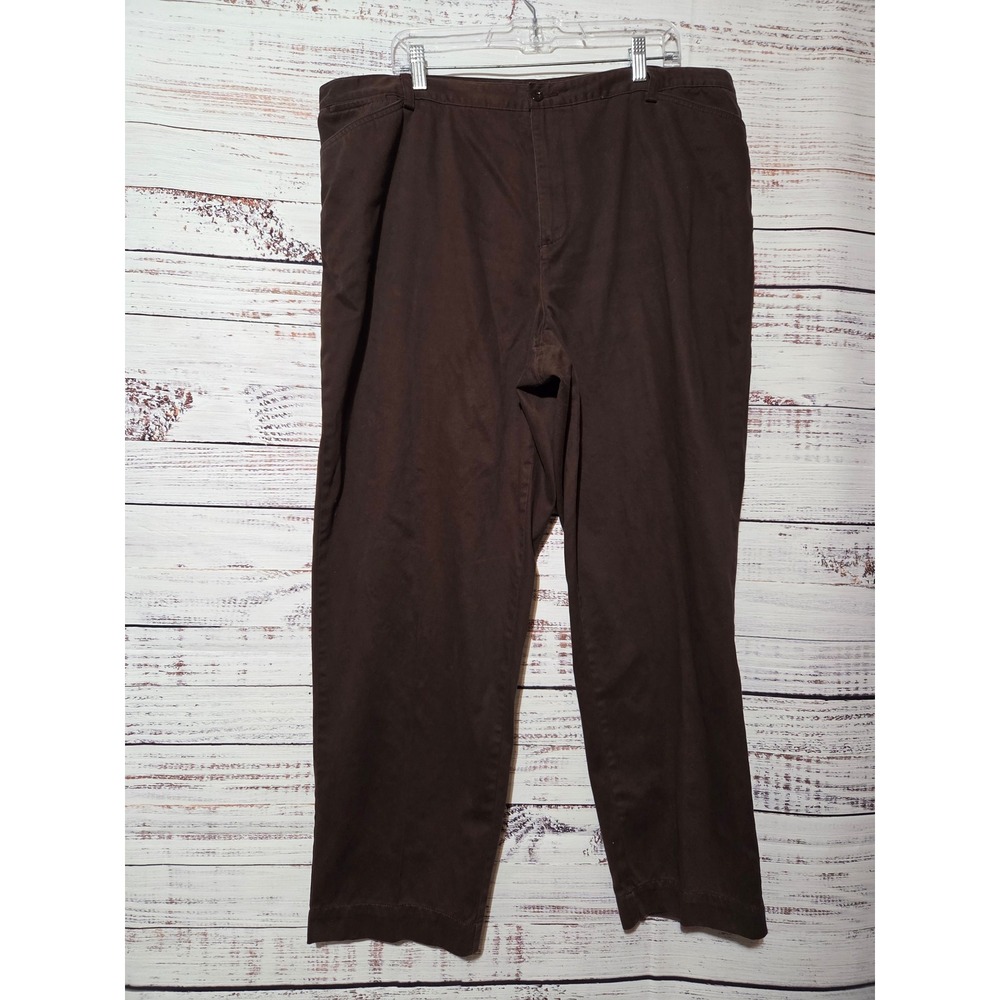 CJ Banks Womens 20W Brown Cotton Straight Leg Casual Chino Pants Solid Regular